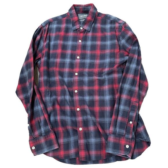Bonobos Shirt Men’s M Red Blue Plaid Slim Fit Cotton Button Up Long Sleeve Shirt - Picture 2 of 12